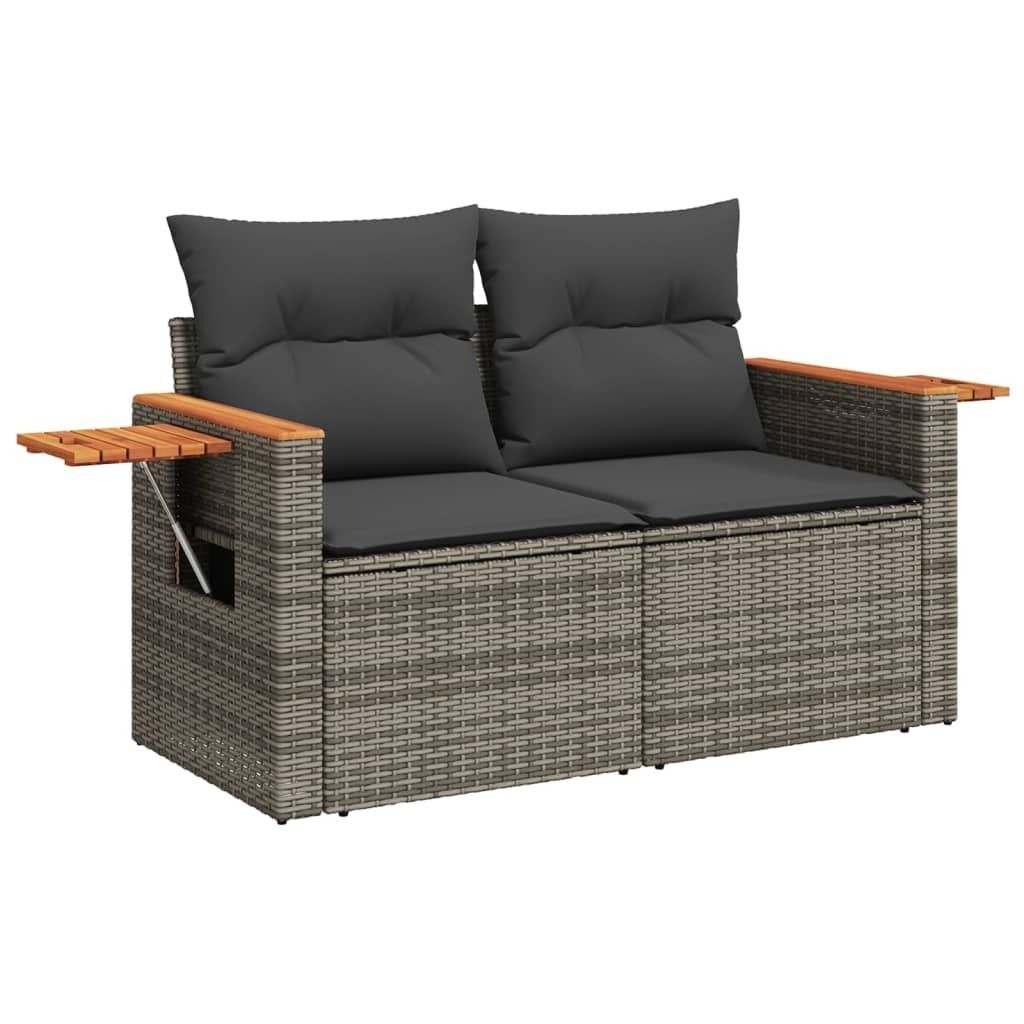 vidaXL Sofa ogrodowa 2-osobowa z poduszkami z szarego Zdjęcie produktu 