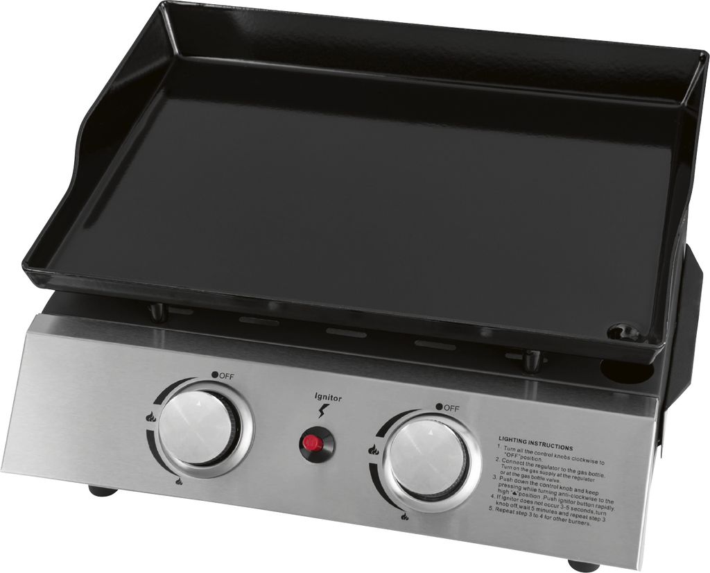 Justus Tischgrill BBQ-Plancha Gasgrill "Grilleau 2" silber 2 Brenner