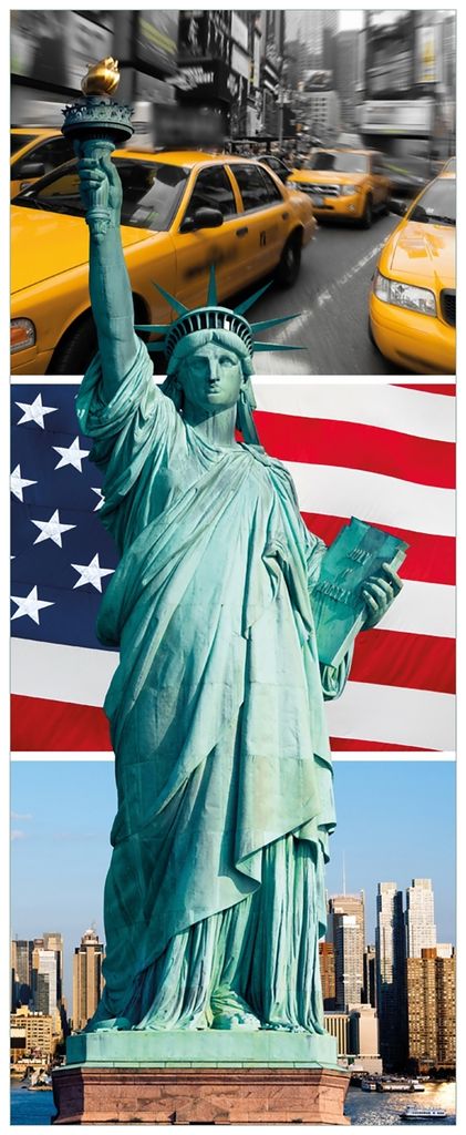 Wallario Wandbild aus Acryl, 200 x 80 cm, freischwebende Optik - New York Collage