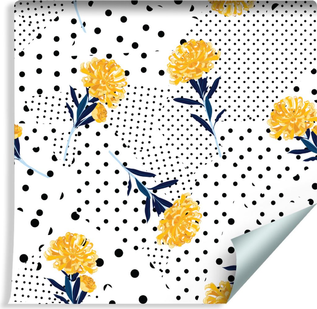 10m VLIES TAPETE Rolle Natur Punkte Bunte BLUMEN XXL