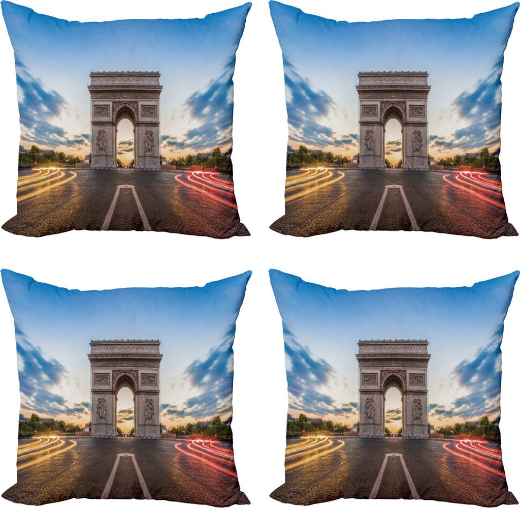 ABAKUHAUS europäisch Kissenbezug Set (4 Stück), Berühmtes Champs Elysées, Moderner Doppelseitiger Digitaldruck, 60 cm x 60 cm, Mehrfarbig