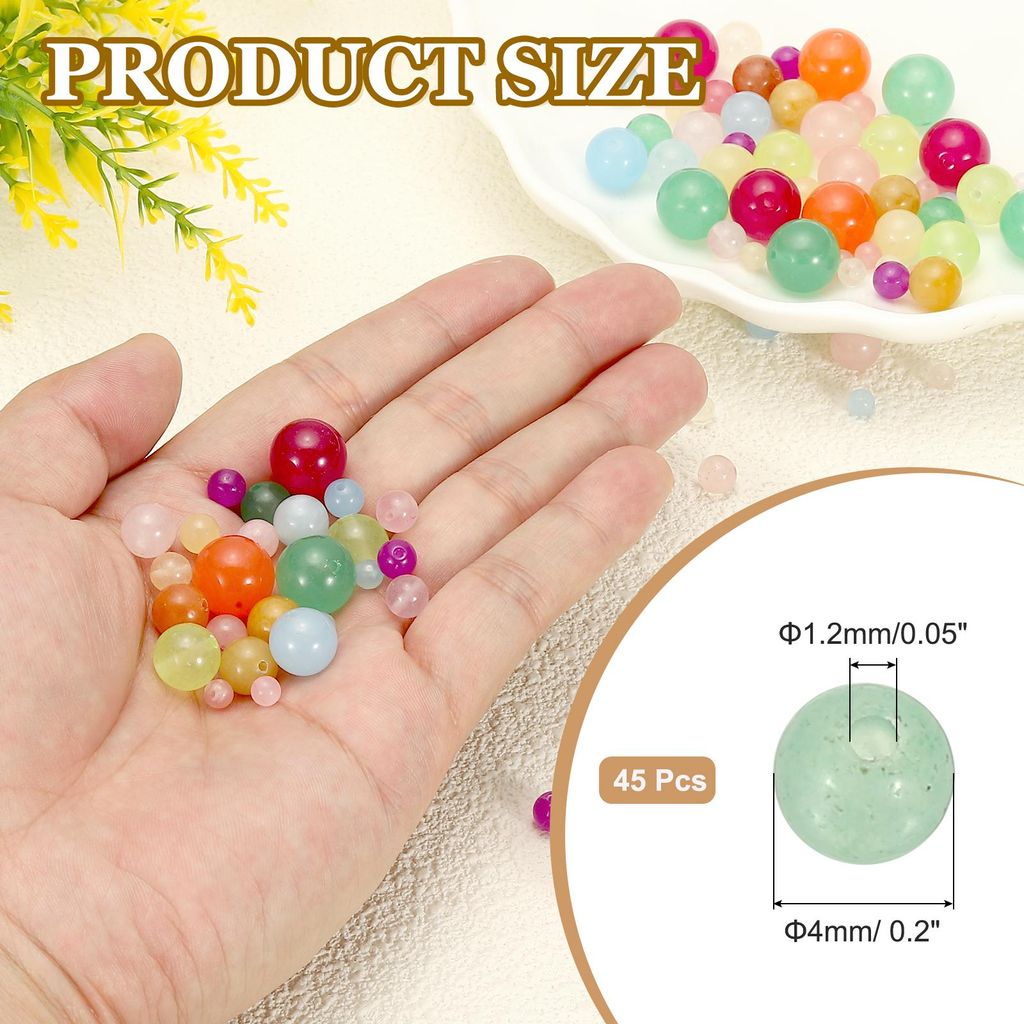 45 Stš¹ck 4mm Naturstein Perlen Mintgrš¹n, Runde Aventurin Edelstein Perlen Set Glatt Steinperlen Jade Tigerauge Glasperlen fš¹r Armband Hals...