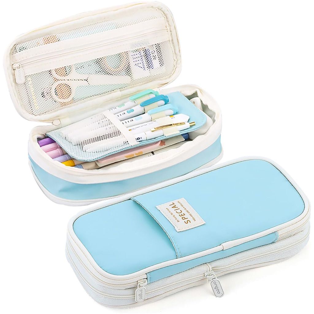 STILVORA Federmäppchen,Großes Federmäppchen, Schrein, Mäppchen, Geschenk für Kinder, Schulbedarf, Federmäppchen für Schrein,Himmelblau
