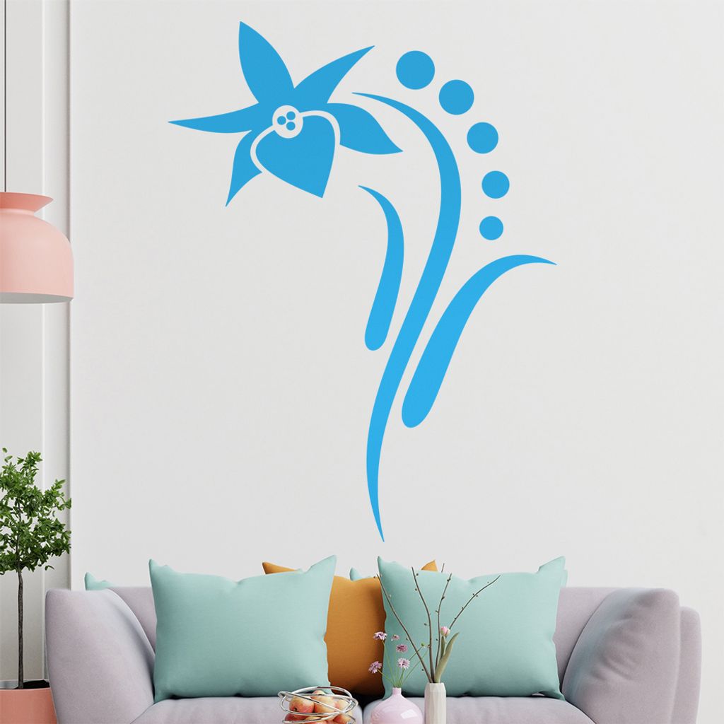 Blume - Linien Punkte Wandtattoo in 6 Größen - Wandaufkleber Wall Sticker - Dekoration, Küche, Wohnzimmer, Schlafzimmer, Badezimmer