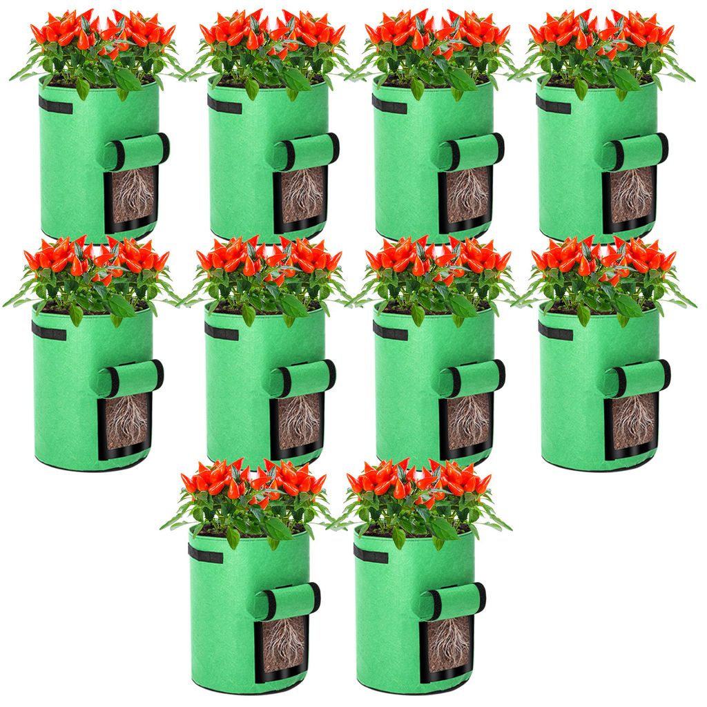 Hengda Pflanzsack 10X 26.5L aus Vliesstoff, Pflanztopf Pflanzensack für Kartoffeln,Tomaten, Blumen, Pflanzen, Gemüs,Pflanzen Tasche