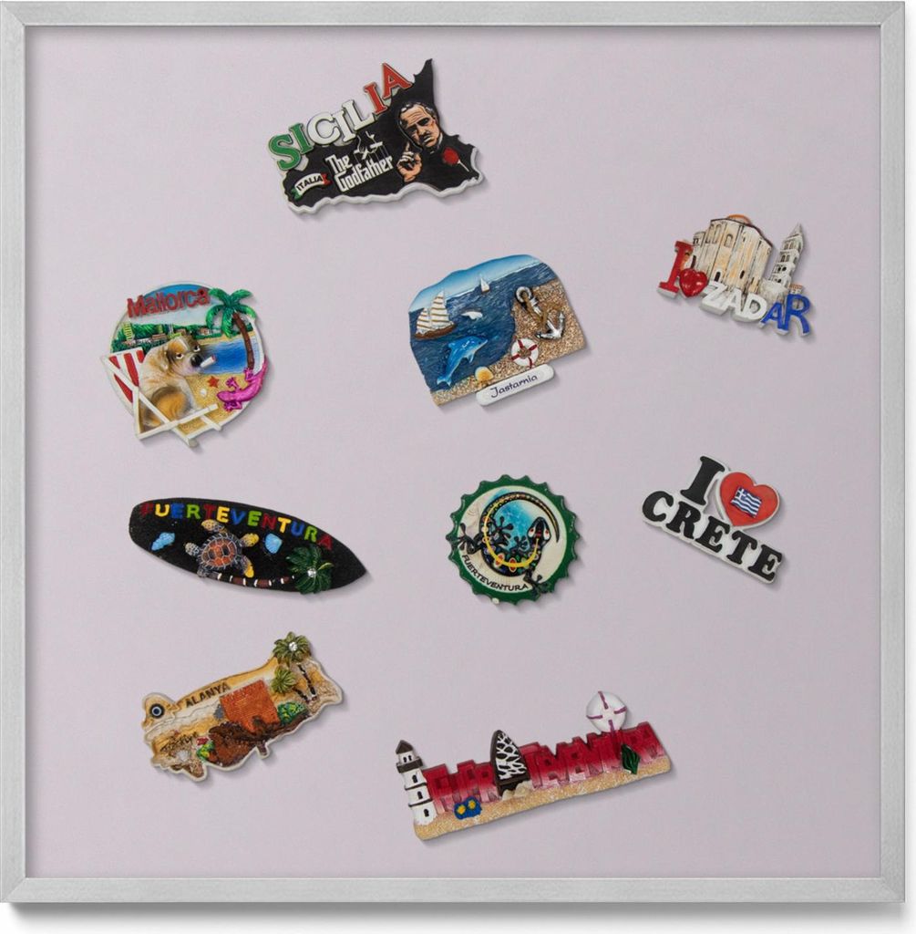 Magnetwand 50x50 cm – Silberner Rahmen – Fliederfarben – Magnetische Tafel, Weißwandtafel – Wandmontage, Flur