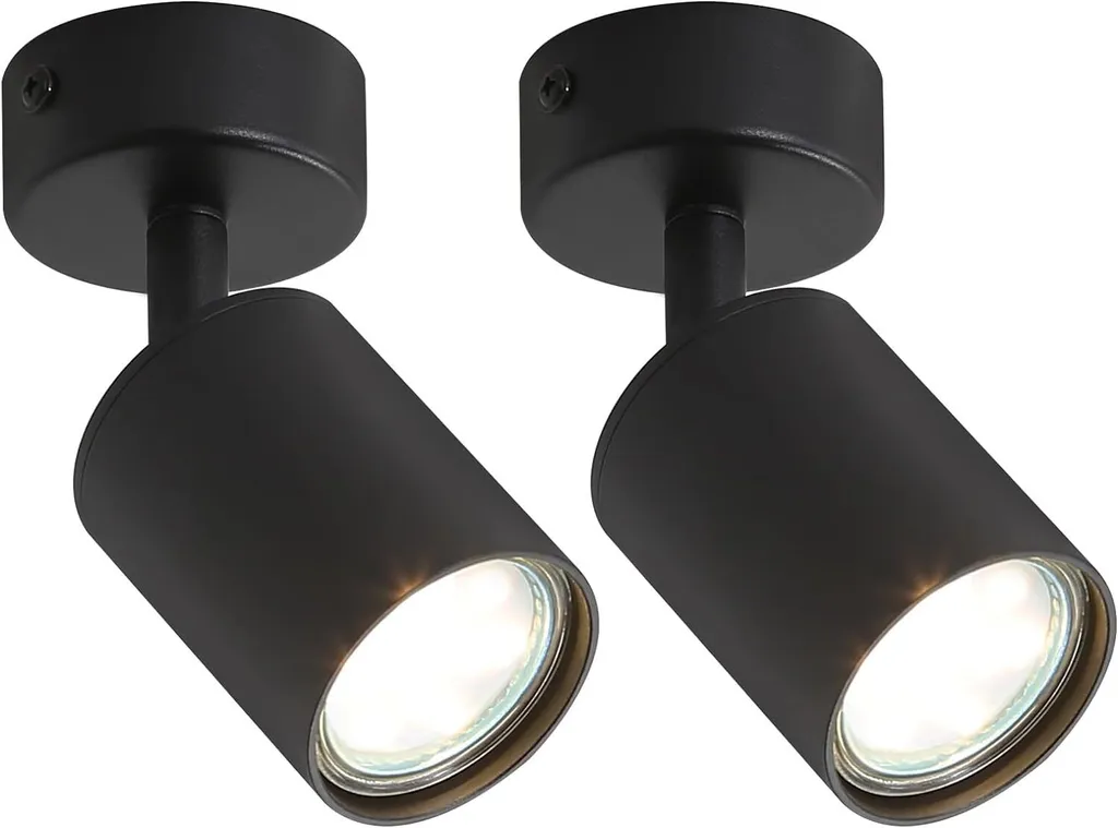 Éclairage de plafond LED noir pour chambre et salon lot de 2 spots GU10