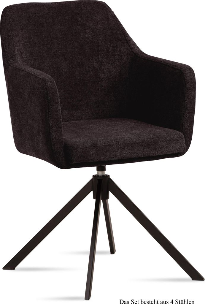 Armlehnstuhl drehbar (4er-Set) Denice 57x87x60 Schwarz/Espresso
