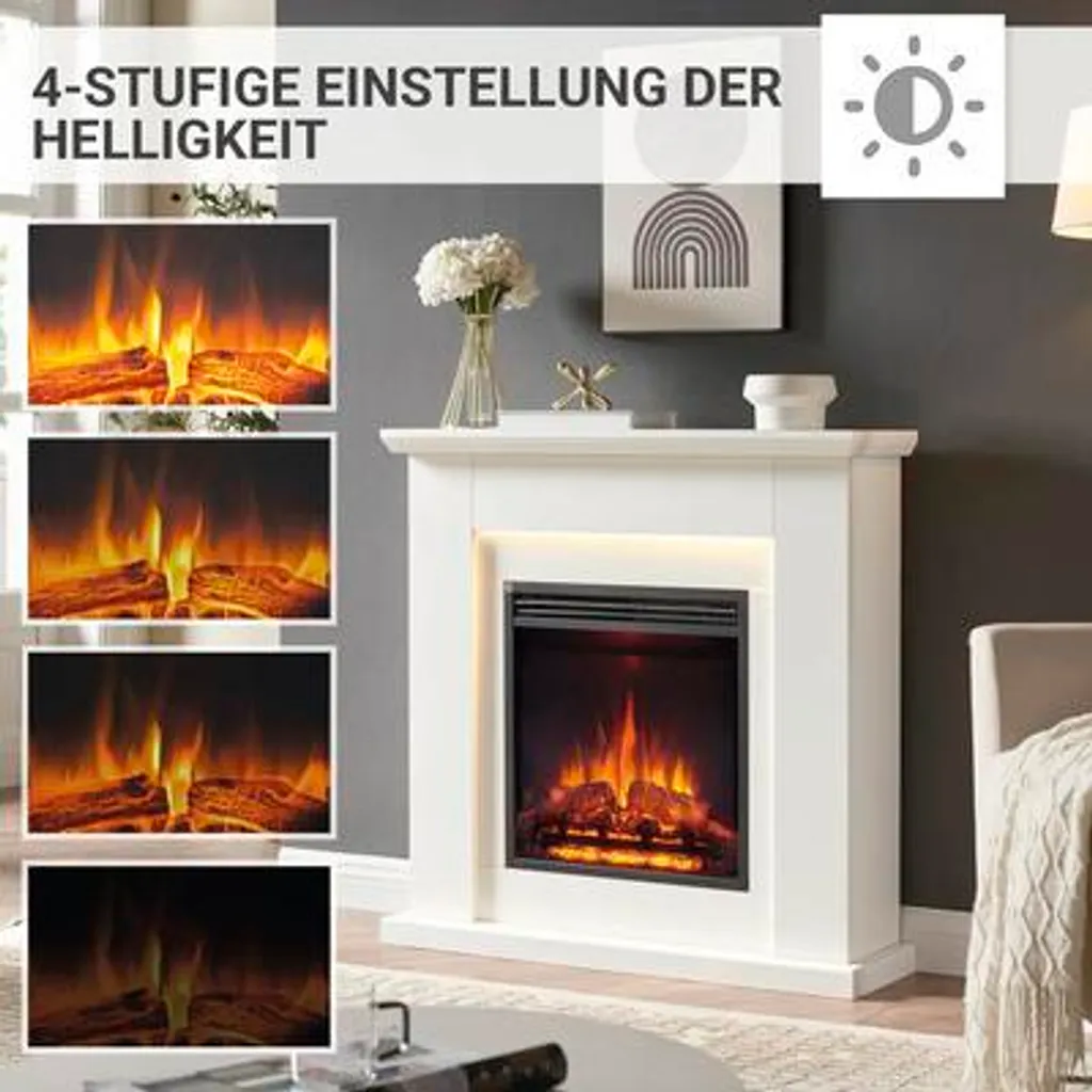 Cheminée électrique décorative blanche BALDERIA Pandora 2000 Watts