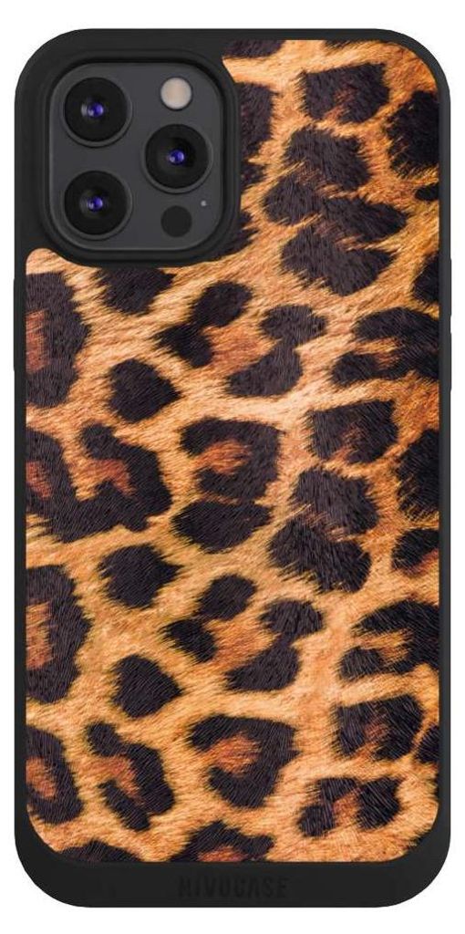 NIVOCASE Handyhülle für Apple iPhone 12 Pro Max Hülle NIVOpure Case Schwarz Animalprint Fell Leopard