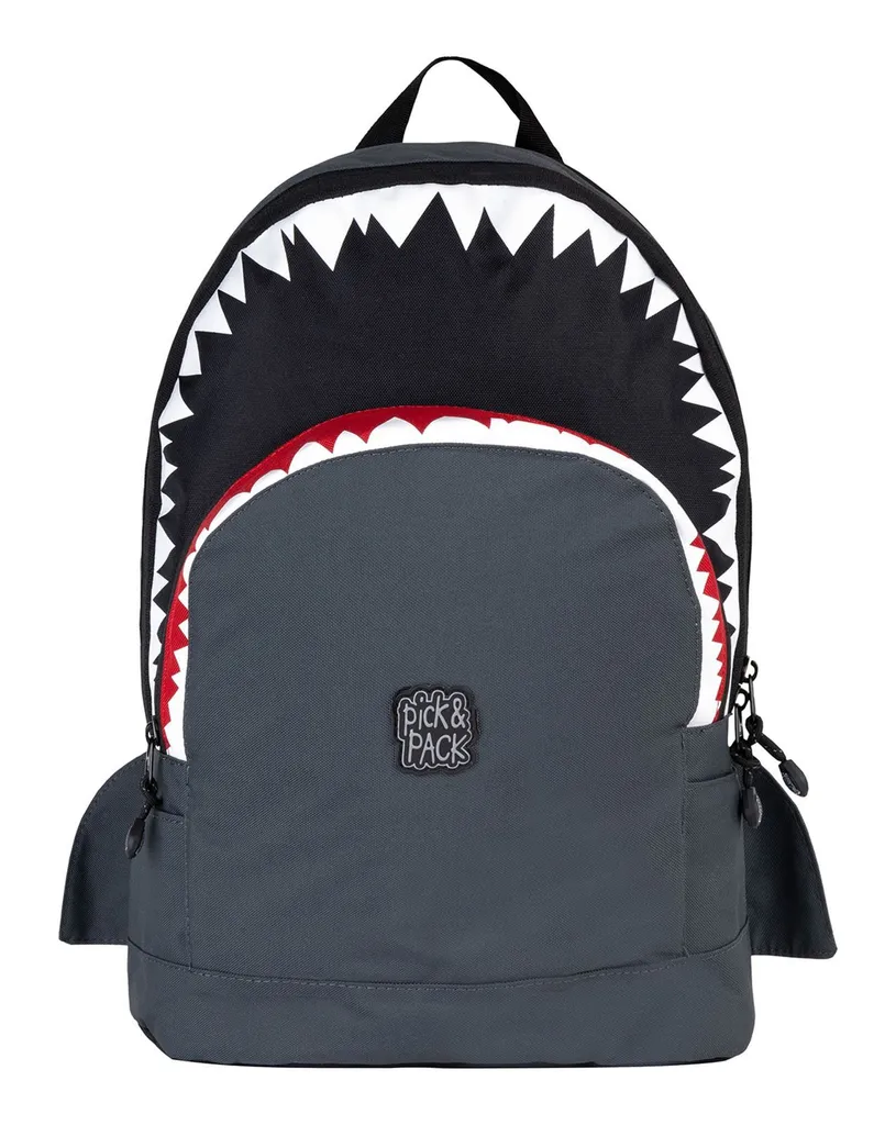 Sac à Dos Shark Shape 10L avec Détails 3D et Bretelles Rembourrées Gris