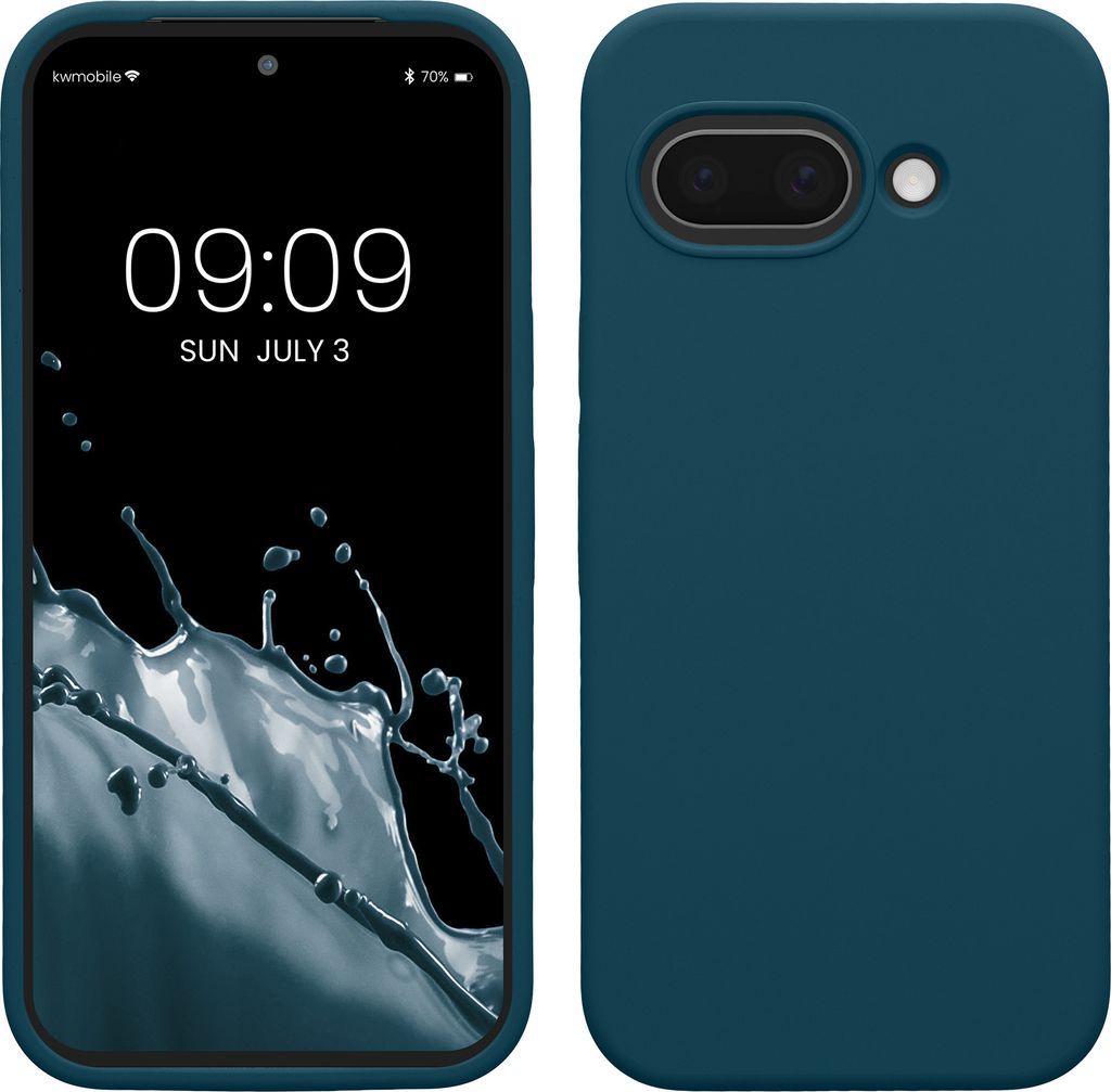 kwmobile Handyhülle für Google Pixel 9a Hülle, für Pixel 9a Case - Hülle Silikon - kabelloses Laden - Petrol matt