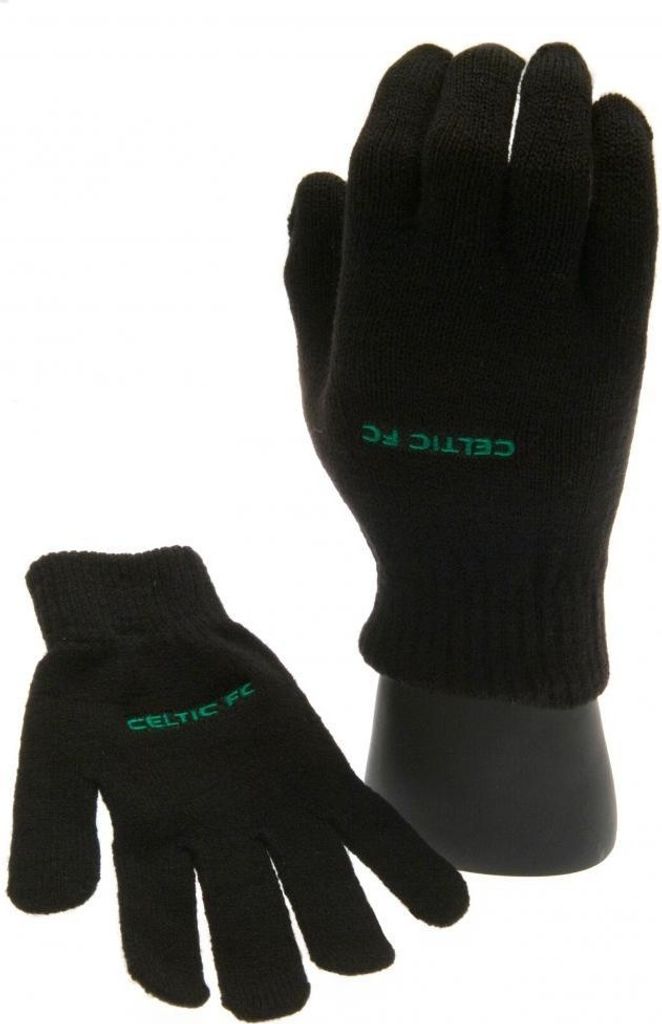 Celtic FC Kinder Handschuhe, Strickware TA5357 (Einheitsgröße) (Schwarz/Grün)