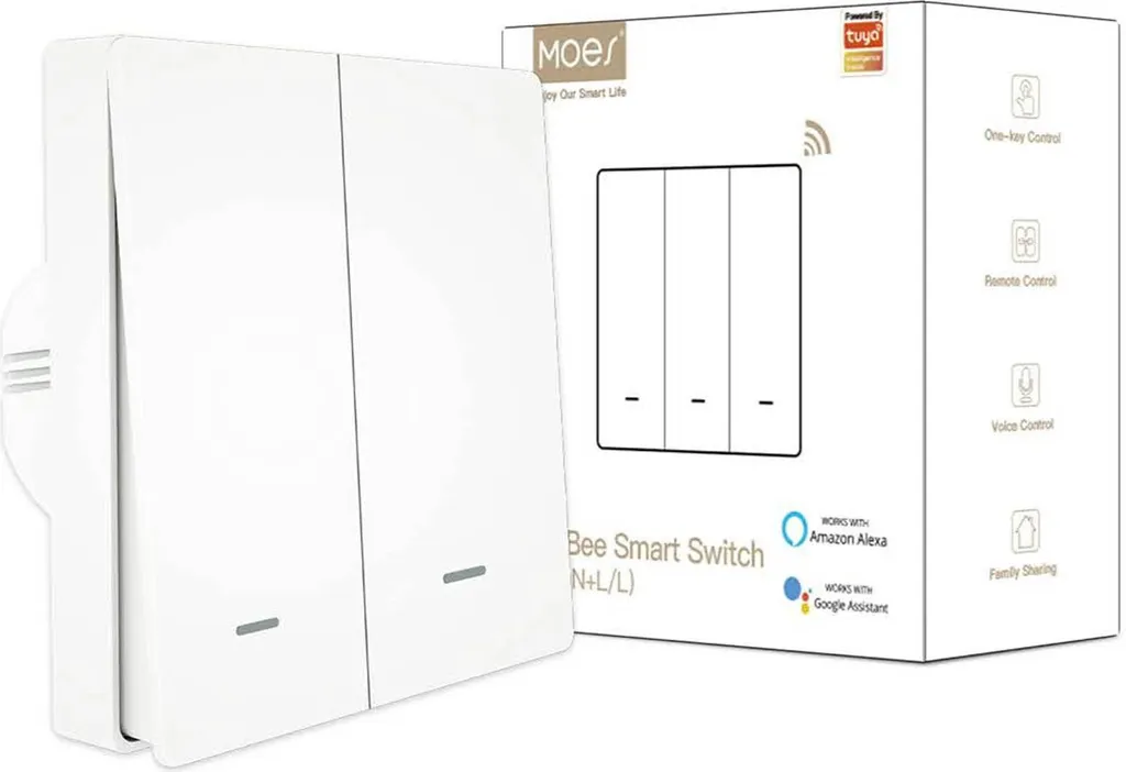 Interrupteur domotique ZigBee Moes sans condensateur 2 vitesses blanc