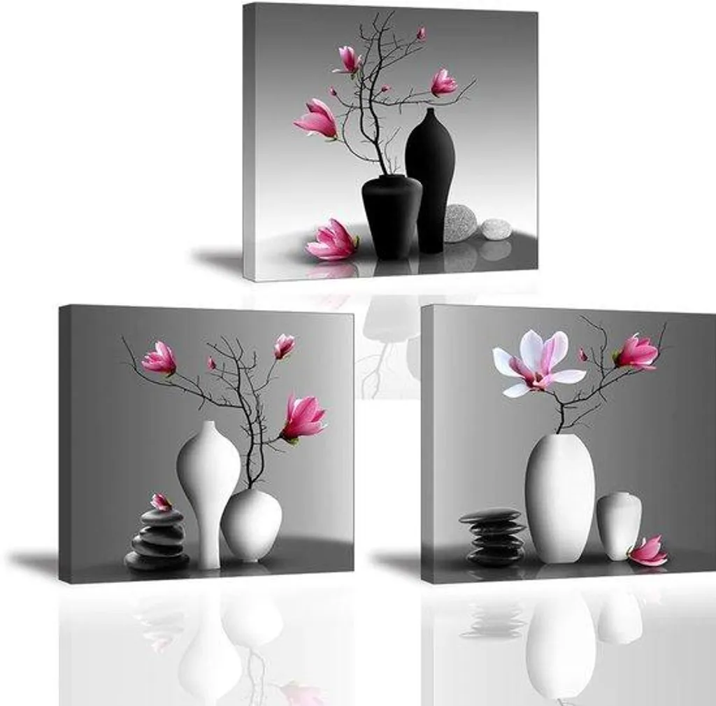Décorations murales en bois lot de 3 - Design moderne coloré - 30x30cm