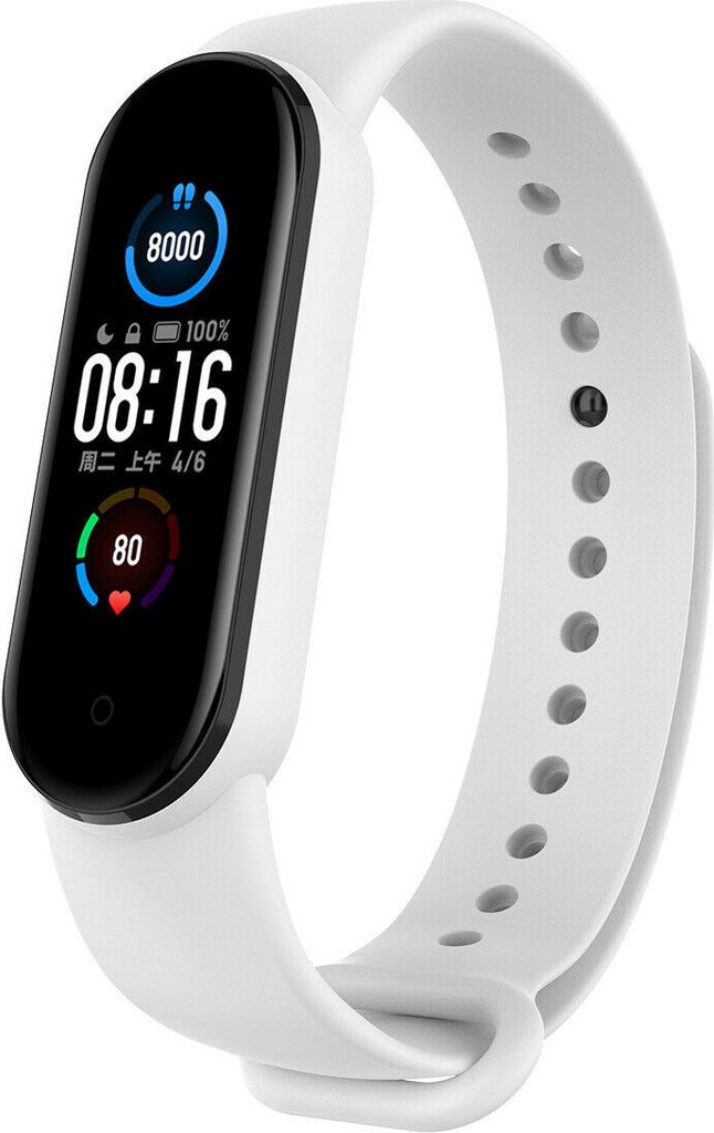 Strap-it Xiaomi Mi Band 6 Armband Silikon (Weiß) Produktbild 