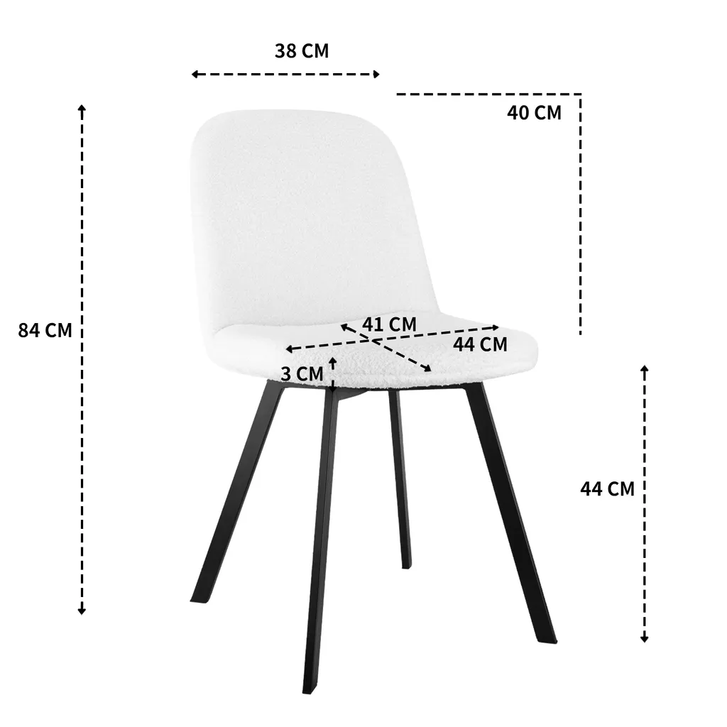 Chaises en tissu bouclé blanc matelassées lot de 4 design luxueux chic - 7