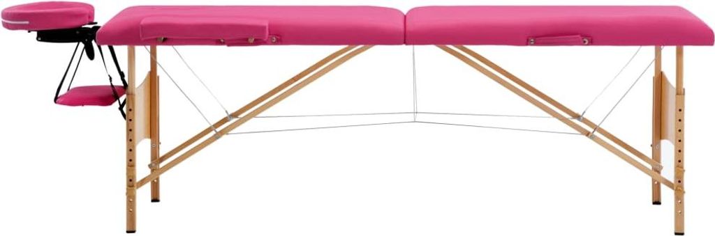 vidaXL Massageliege Klappbar 2-Zonen mit Holzgestell Rosa