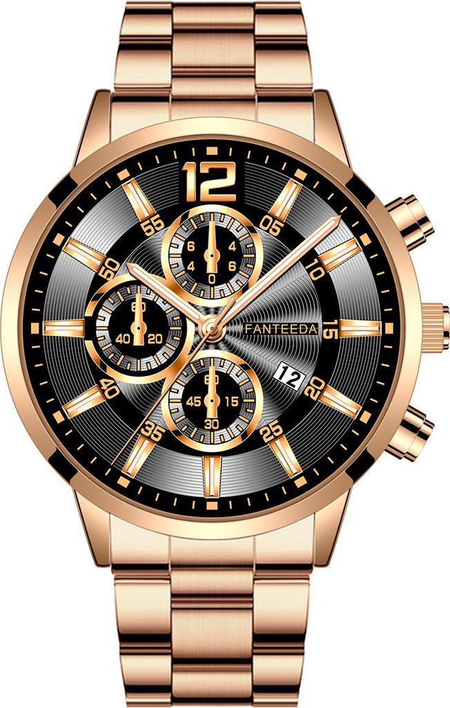 Felix Uhr für Herren - Sportlich Elegante Herrenuhr in Roségold/Schwarz KP12051