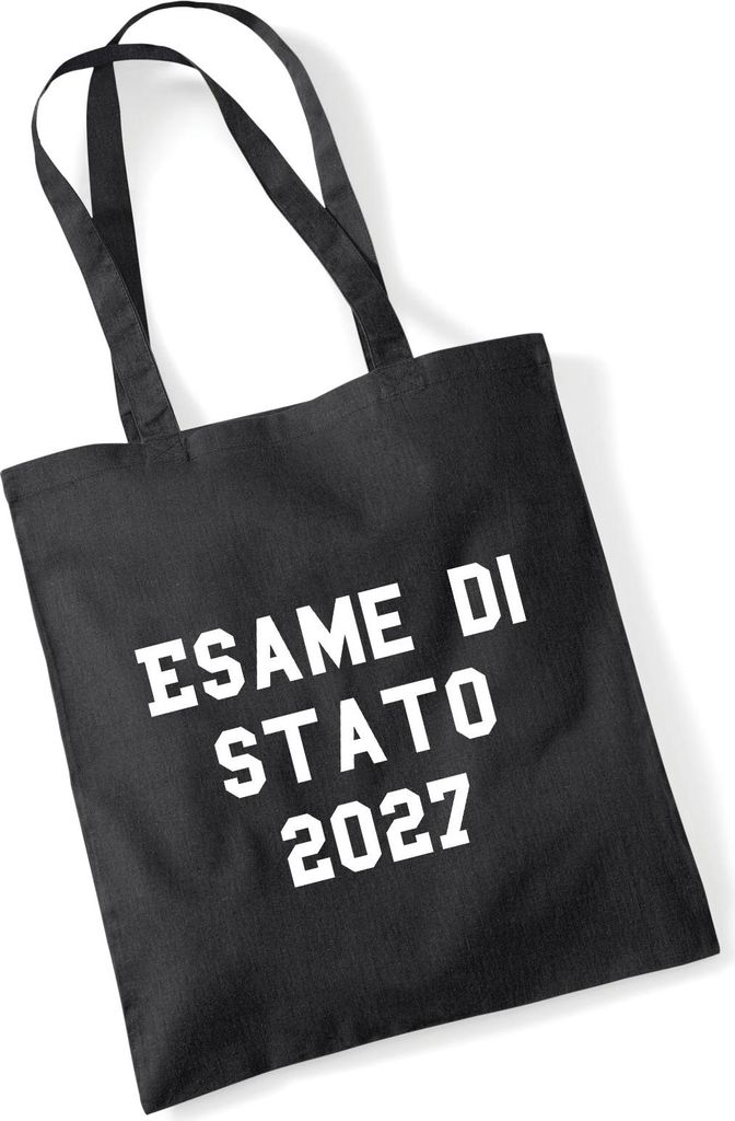 Huuraa Jutebeutel Esame di Stato 2027 Abschluss Italien 10 Liter Black Baumwolle Tasche Geschenkidee