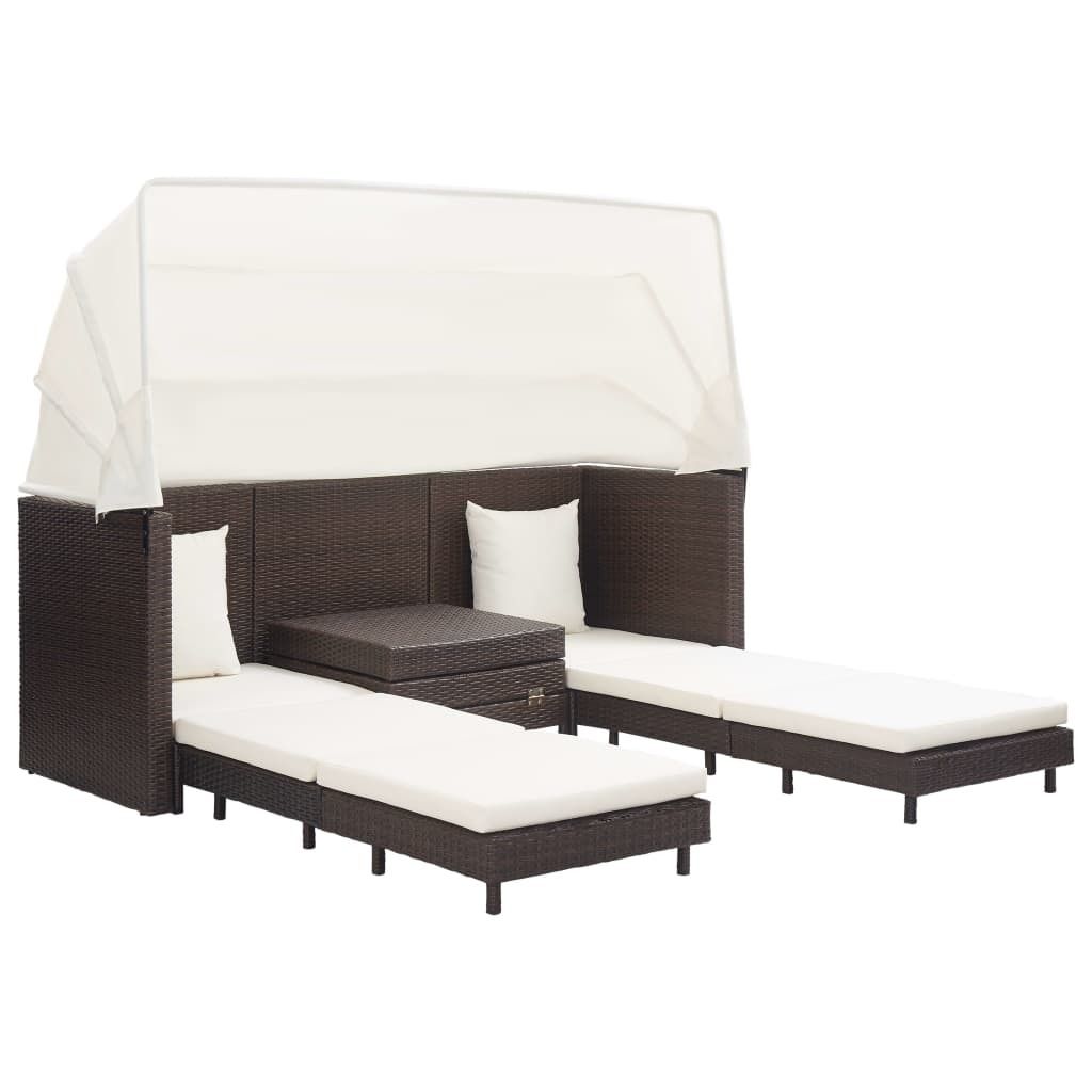 vidaXL Ausziehbares 3-Sitzer-Schlafsofa mit Dach Poly Produktbild 