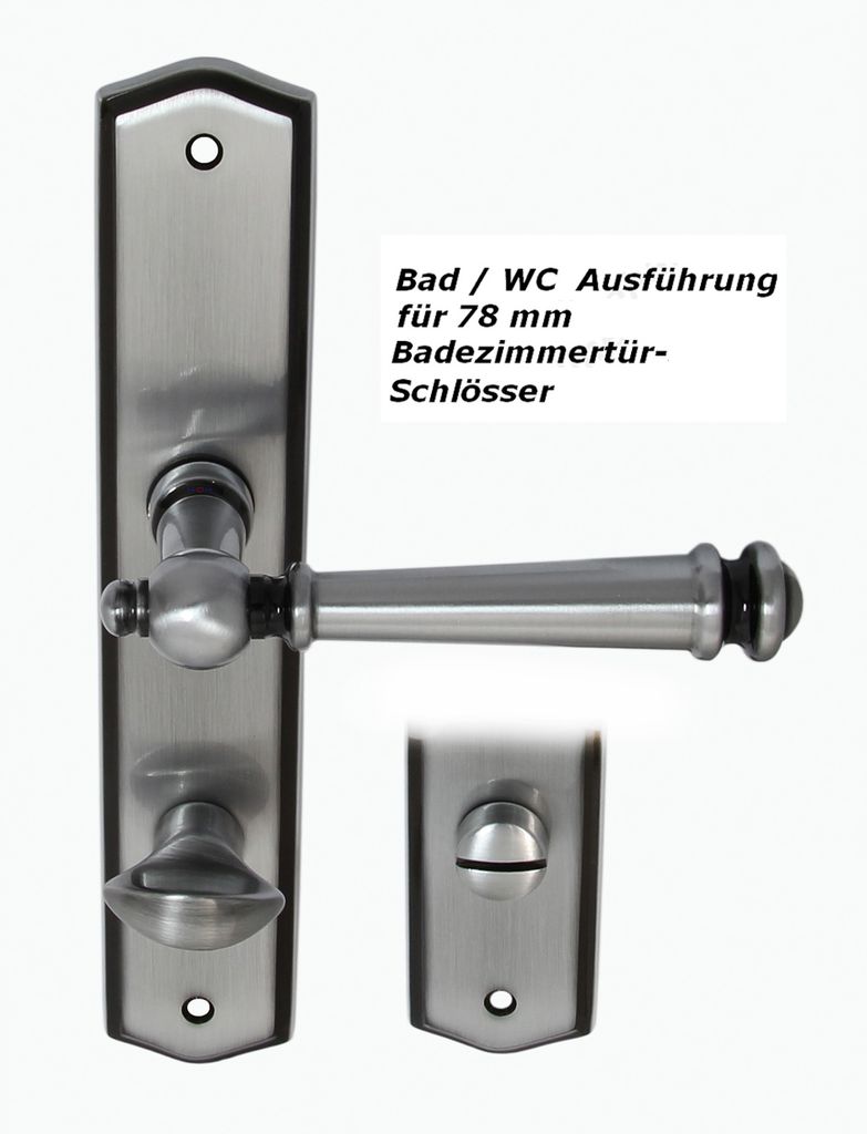 Messing Türbeschlag Kos LS WC Edelstahlfarbig Schwarz Türdrücker Türklinke