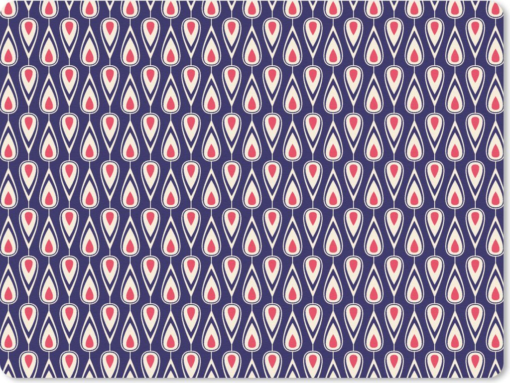 MuchoWow Mauspad Mousepad Muster - Vintage - Blau - Rot 23x19 cm - Mousepads - Maus Mat - Pad - Mausunterlage - Schreibtischunterlage - Mauspad