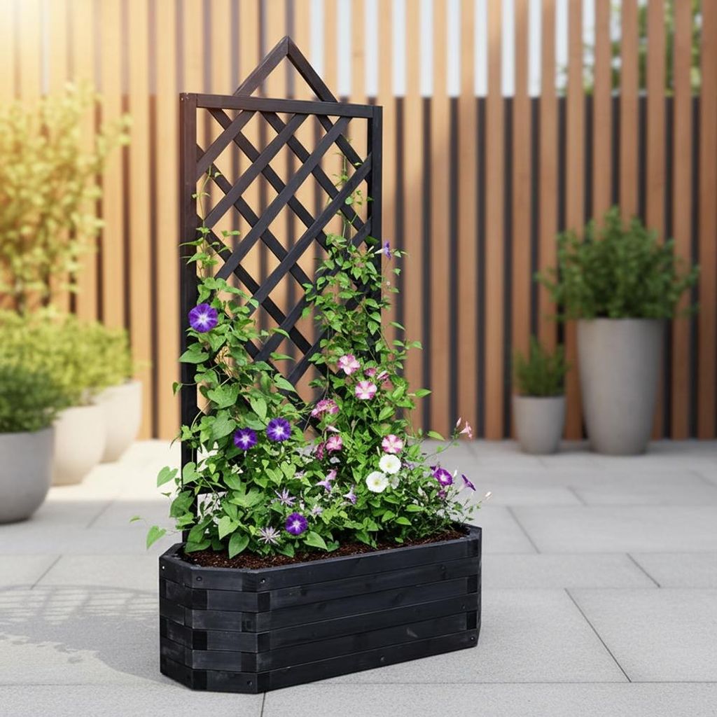 Melko Blumenkasten mit Rankgitter Holz Rosenbogen Produktbild 