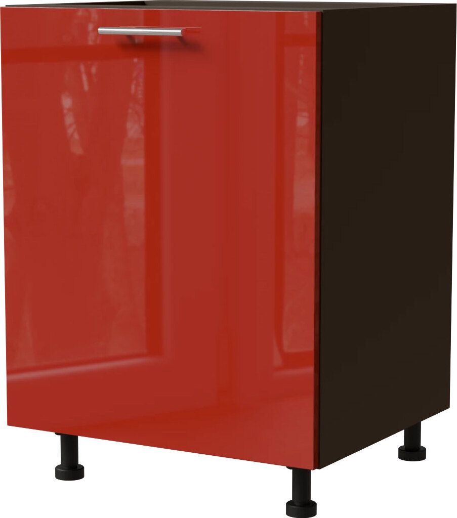 Küchenunterschrank BRERRA 60x82cm lackiert Farbe wählbar BR-D1D/60,RAL 3002 karminrot Hochglanz,lava