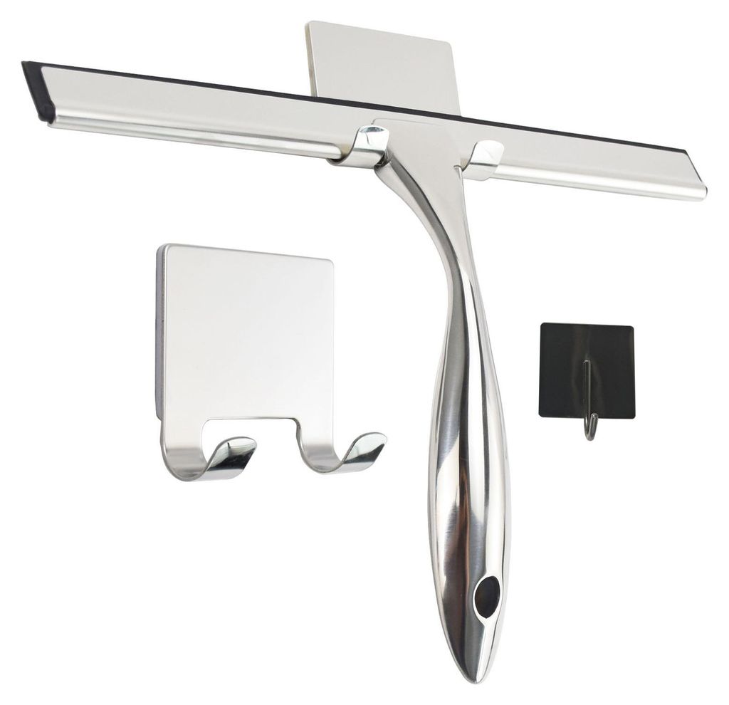 Duschabzieher aus Edelstahl mit Haken, ergonomisches Design, Fensterwischer, Glastürenreiniger, Badezimmerreiniger, Werkzeug C