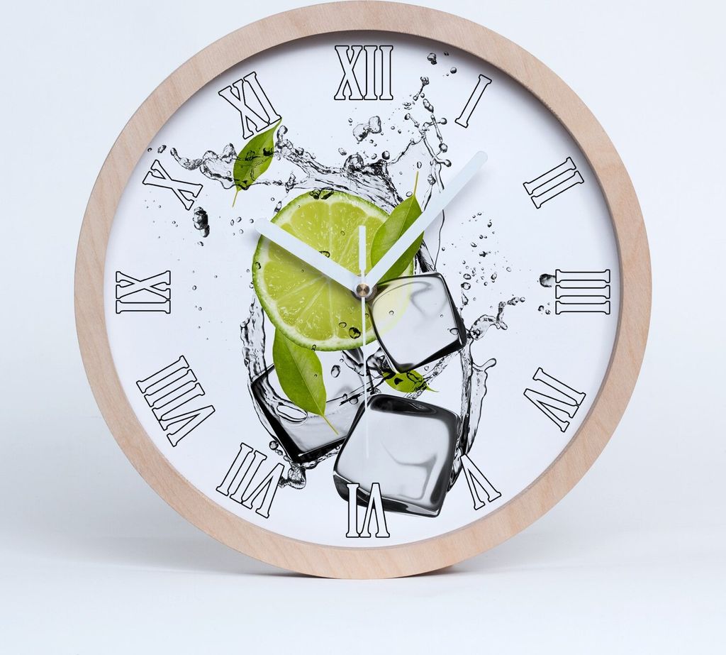 Holzuhr 30fi cm wanduhr - weiße Spitzen - Kalk Eis