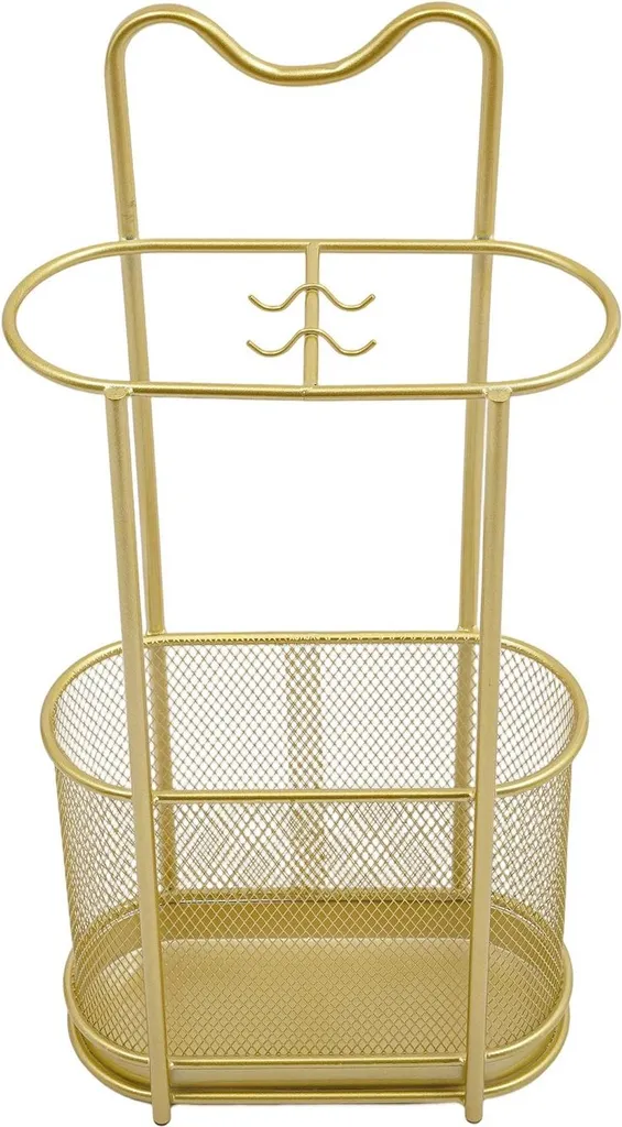 Range-parapluie doré avec compartiment canne en métal robuste 60cm