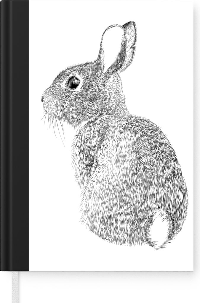 MuchoWow Notizbuch Tagebuch Haushaltsbuch Notebook A5 Realistisch illustriertes Kaninchen - Notizblock - Notizheft - Notebook - Schreibblock - Pa...