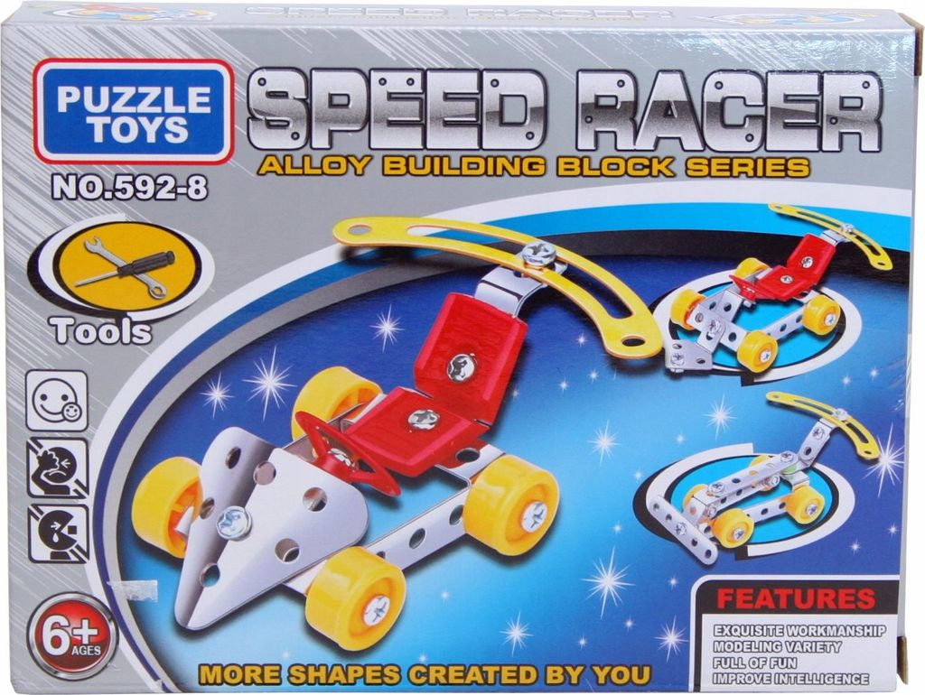 Metallbaukasten Auto 3in1 Konstruktionsset - 3D Puzzle Rennwagen zum Schrauben für Kinder
