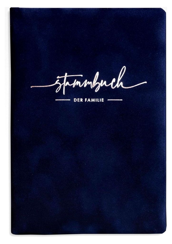 Familienstammbuch Blau Samt Silber für Standesamt und Kirche inkl. Einleger