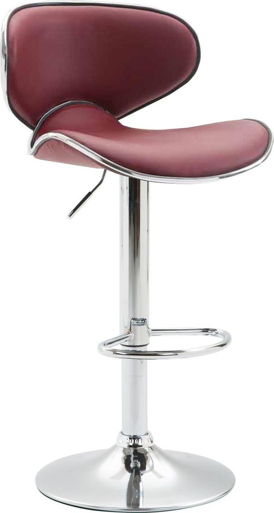 Barhocker FAMIR - Kunstleder Bordeauxrot 46x49x88 cm Silber | Barstuhl Mit Lehne Tresenhocker Tresenstuhl Kneipenhocker Kneipenstuhl