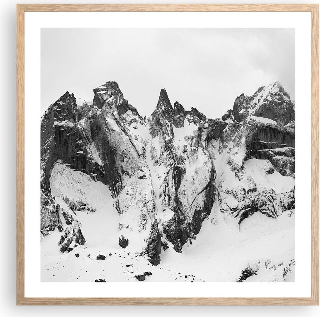 Gerahmtes Poster - Rahmen in heller Eiche - Alpen Schnee Produktbild 