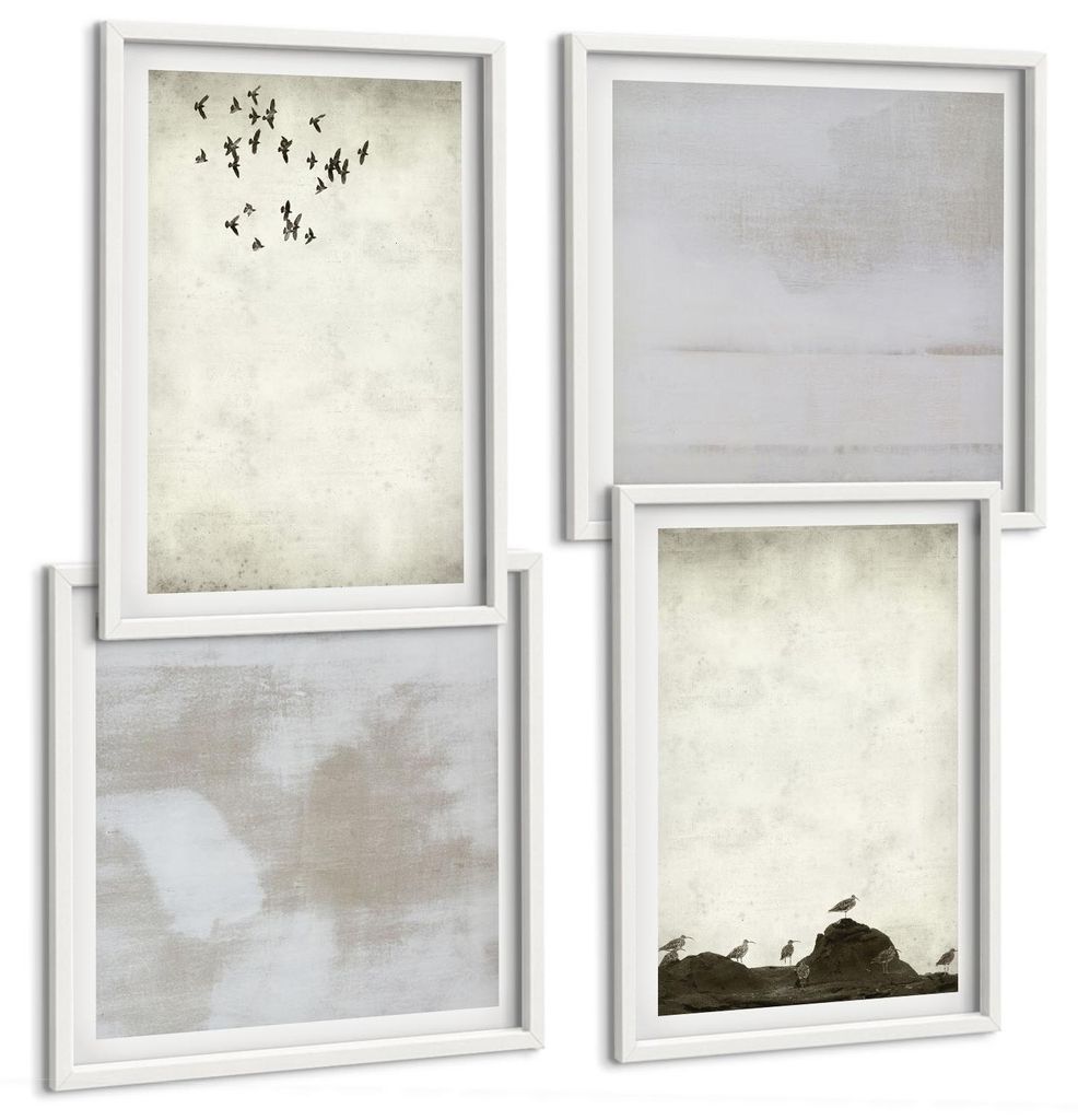Bilder Set 4-teilig im Goldrahmen Rahmen – Wandbilder 4 Stück – gerahmte Poster für Wohnzimmer, Schlafzimmer und Flur – 50x50 cm - 40x60 cm...