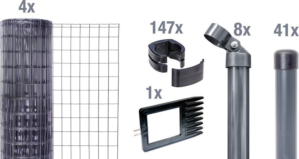 Alberts Fix-Clip Pro Gartenzaun, Höhe 102 cm, Länge 100 m, Zaun-Komplettset zum Einbetonieren, anthrazit