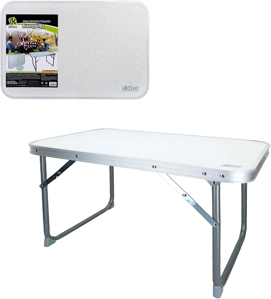 Table basse pliante pour balcon et camping Aktive - Plateau blanc 60cm