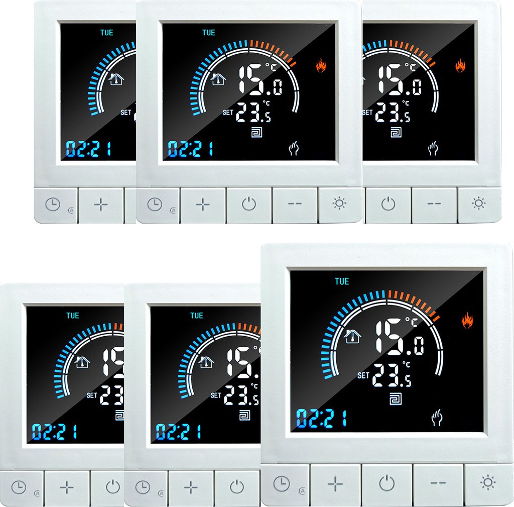 6X Programmierbarer digitaler Thermostat mit Kindersicherung, LCD Raumthermostat NTC-Sensor, 16A Elektroheizung, warmer Boden, Unterputz Fußbodenh...