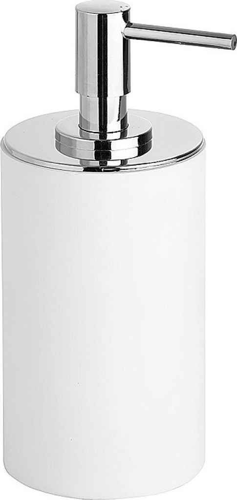 MAXIMA Seifenspender Polyresin Messing Chrom Weiß 72x175x86 mm, 250ml für Bad & Küche >> freistehend anwendbar