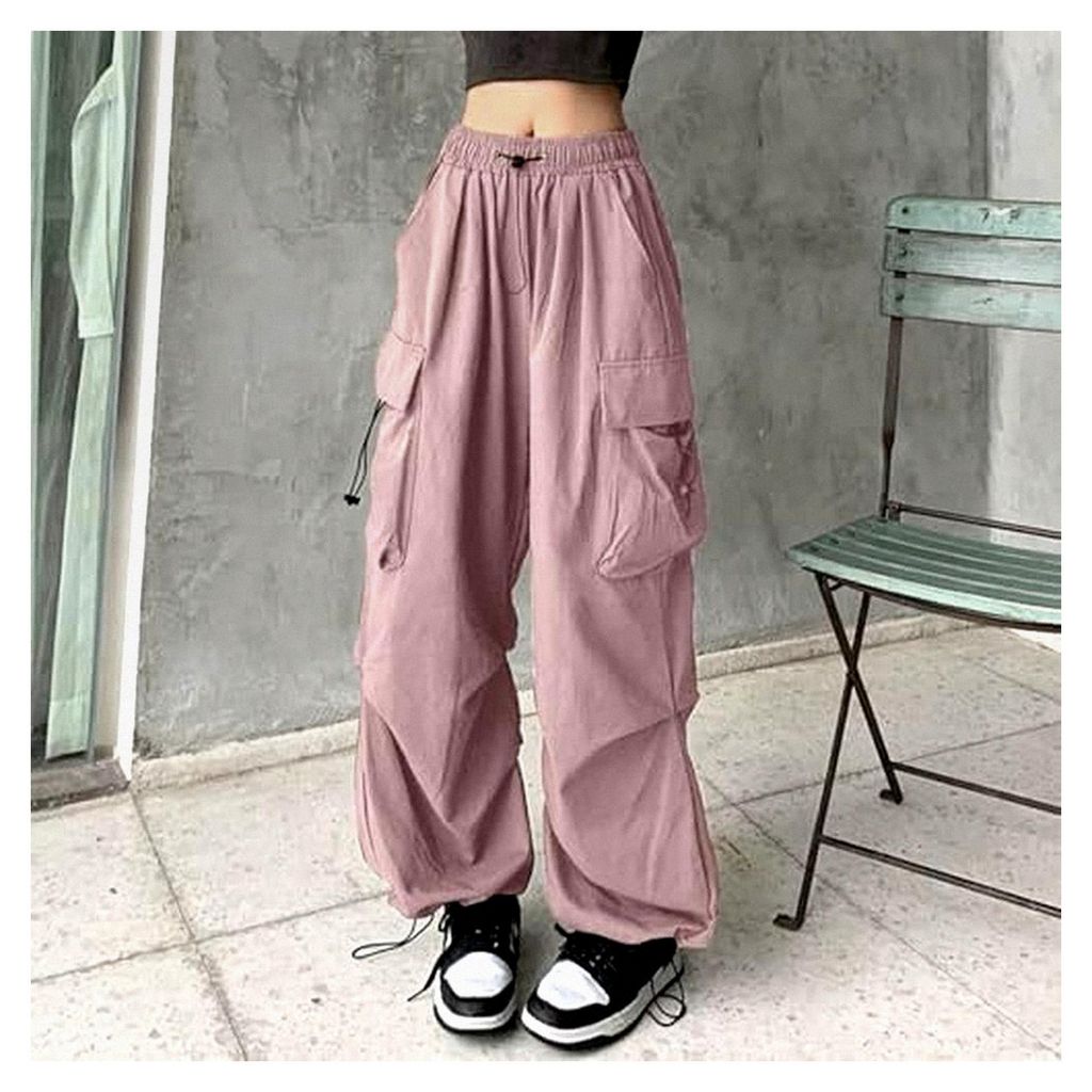 Cargohose Damen Baggy Weite Bein Hose Hip Hop Y2K Streetwear Freizeithose Jogginghose mit Gummizug Oversized Vintage 90er Track Pants Fallschirmhos...