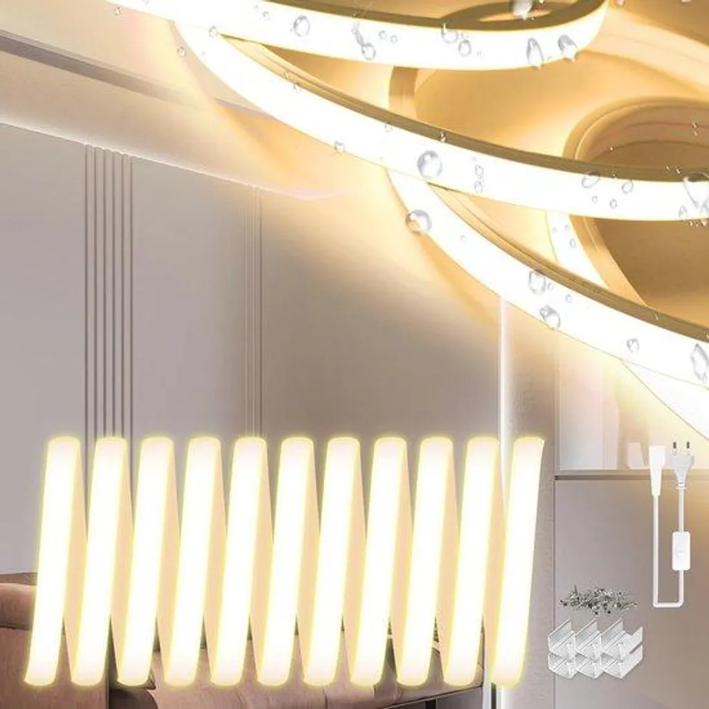 Luminaire néon LED flexible extérieur 2m étanche 3000K pour balisage jardin