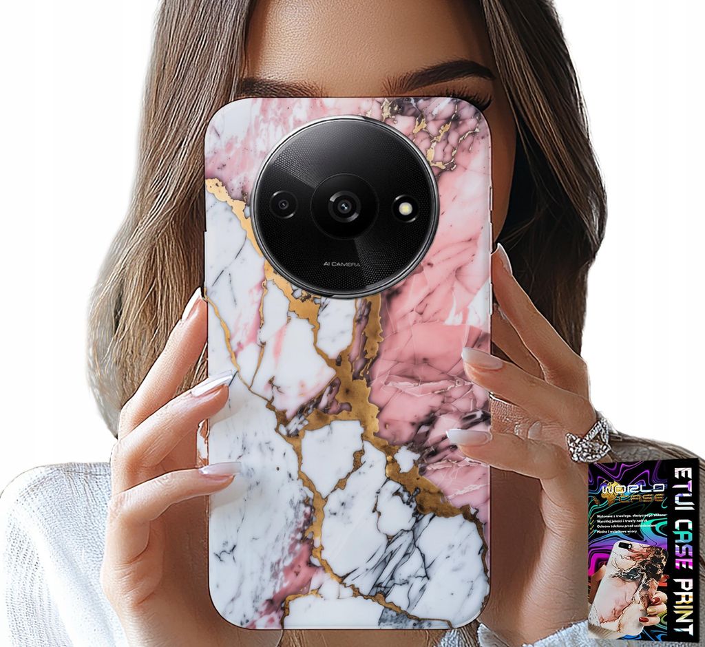Hülle Für Xiaomi Redmi A3 - Rosa Und Weisser Marmor, Steinmuster