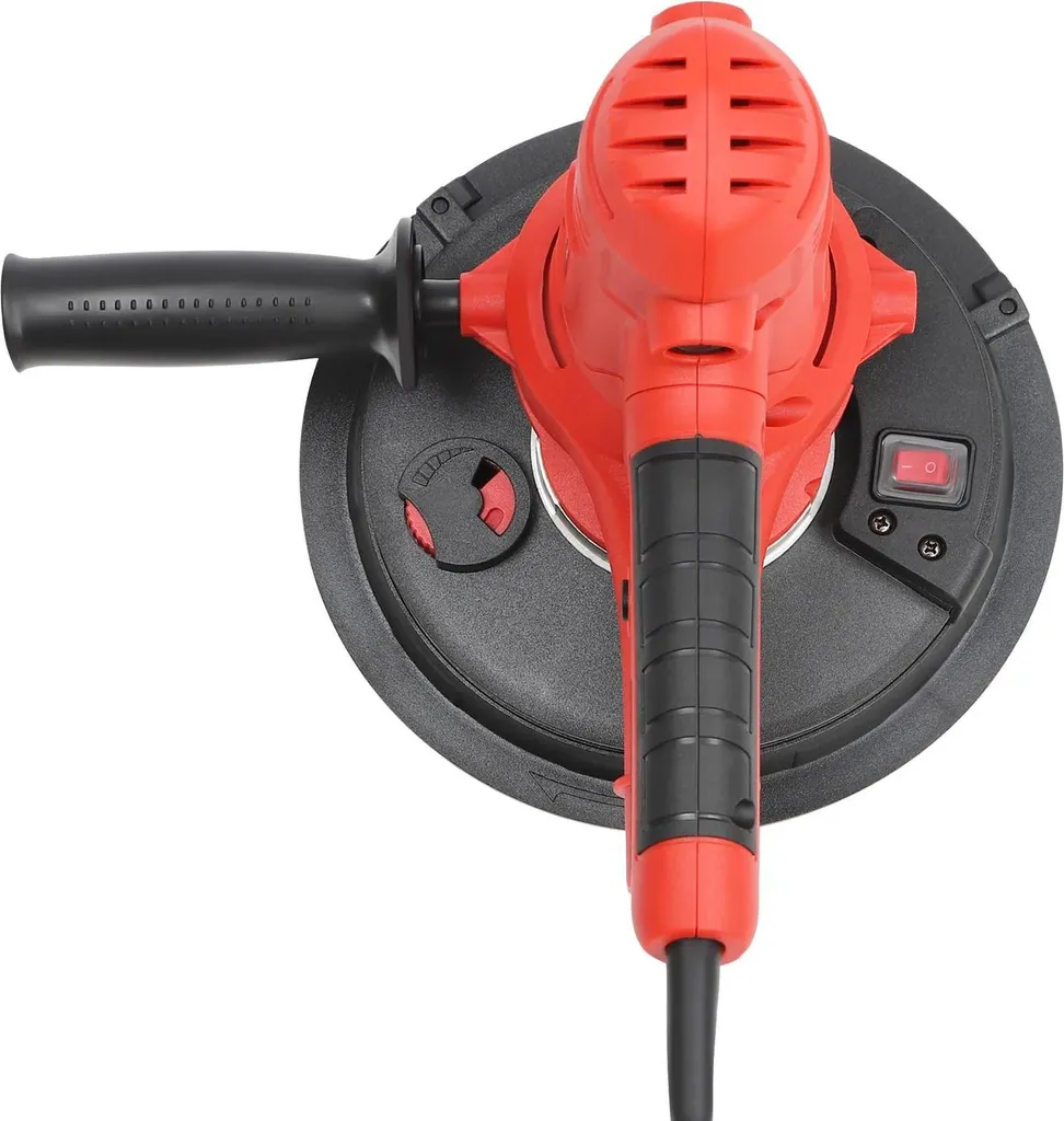 Levigatrice per cartongesso e pareti - 1200 W con illuminazione a LED - Per stucchi e pareti in cemento bianco - Alimentazione CA - Rosso