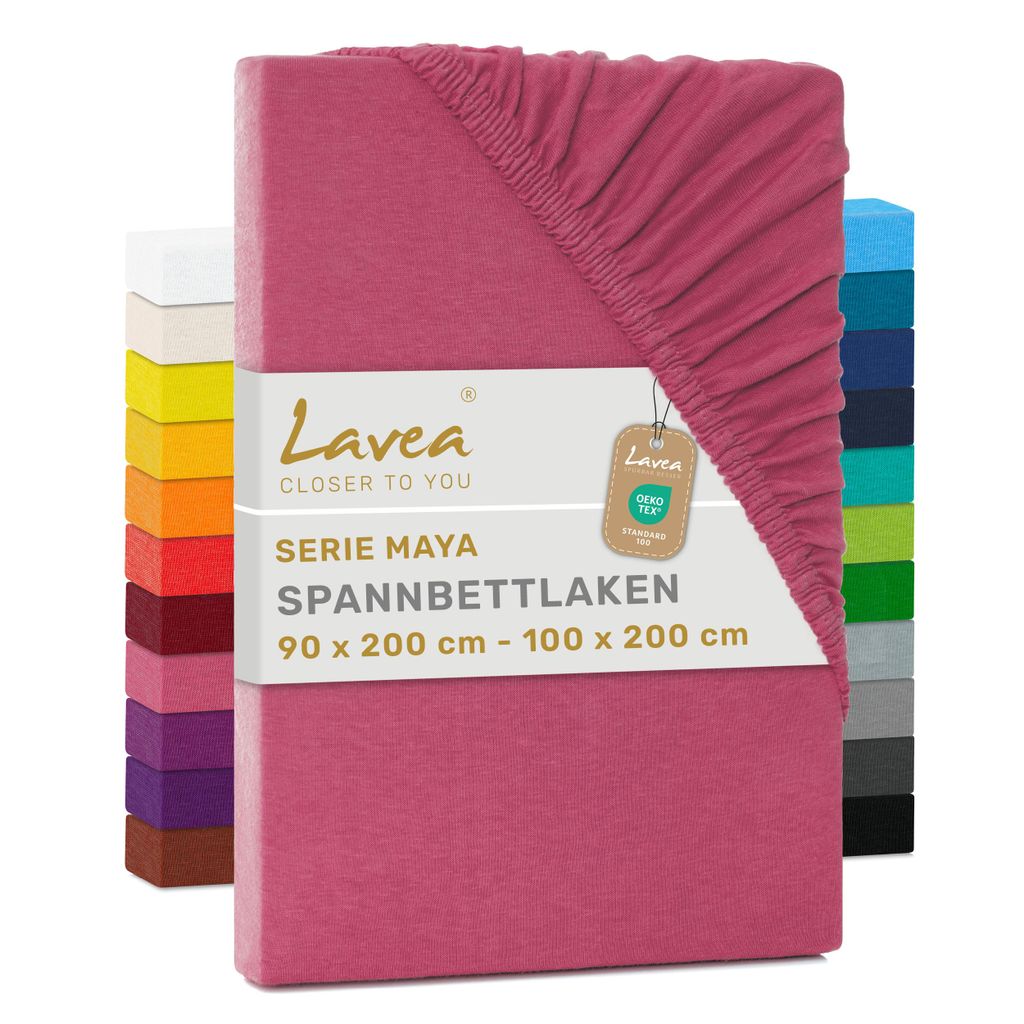 Lavea® Spannbettlaken 90x200cm - 100x200cm Maya Jersey, Produktbild 