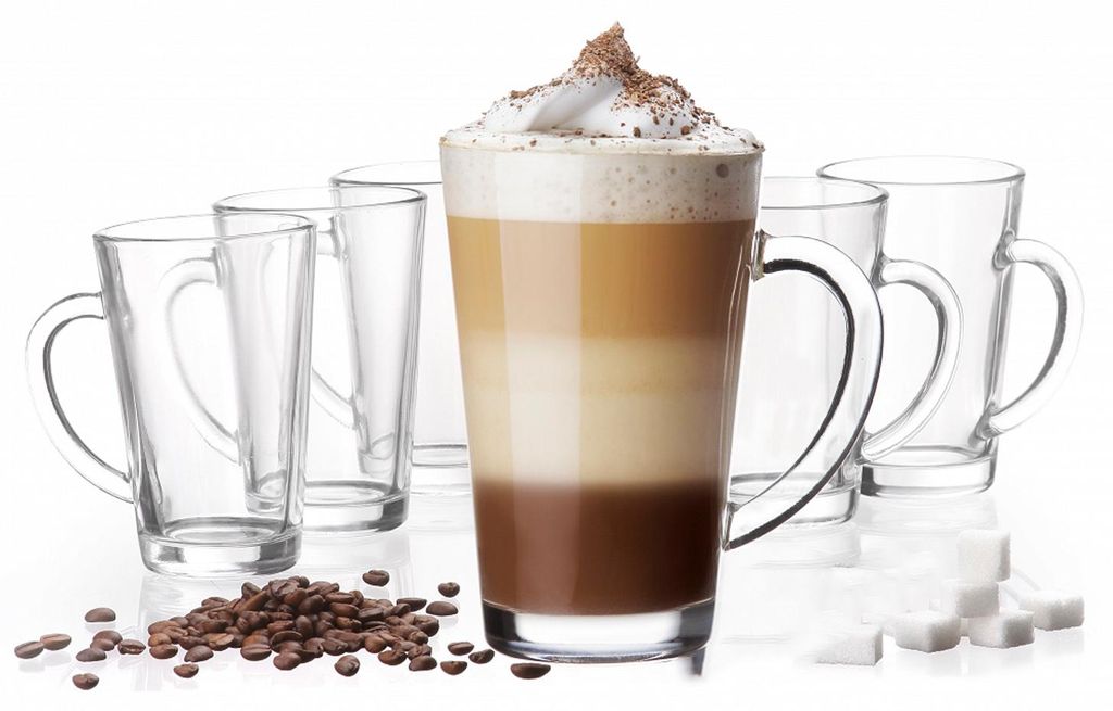 PLATINUX Latte Macchiato Gläser mit Griff aus Glas Set