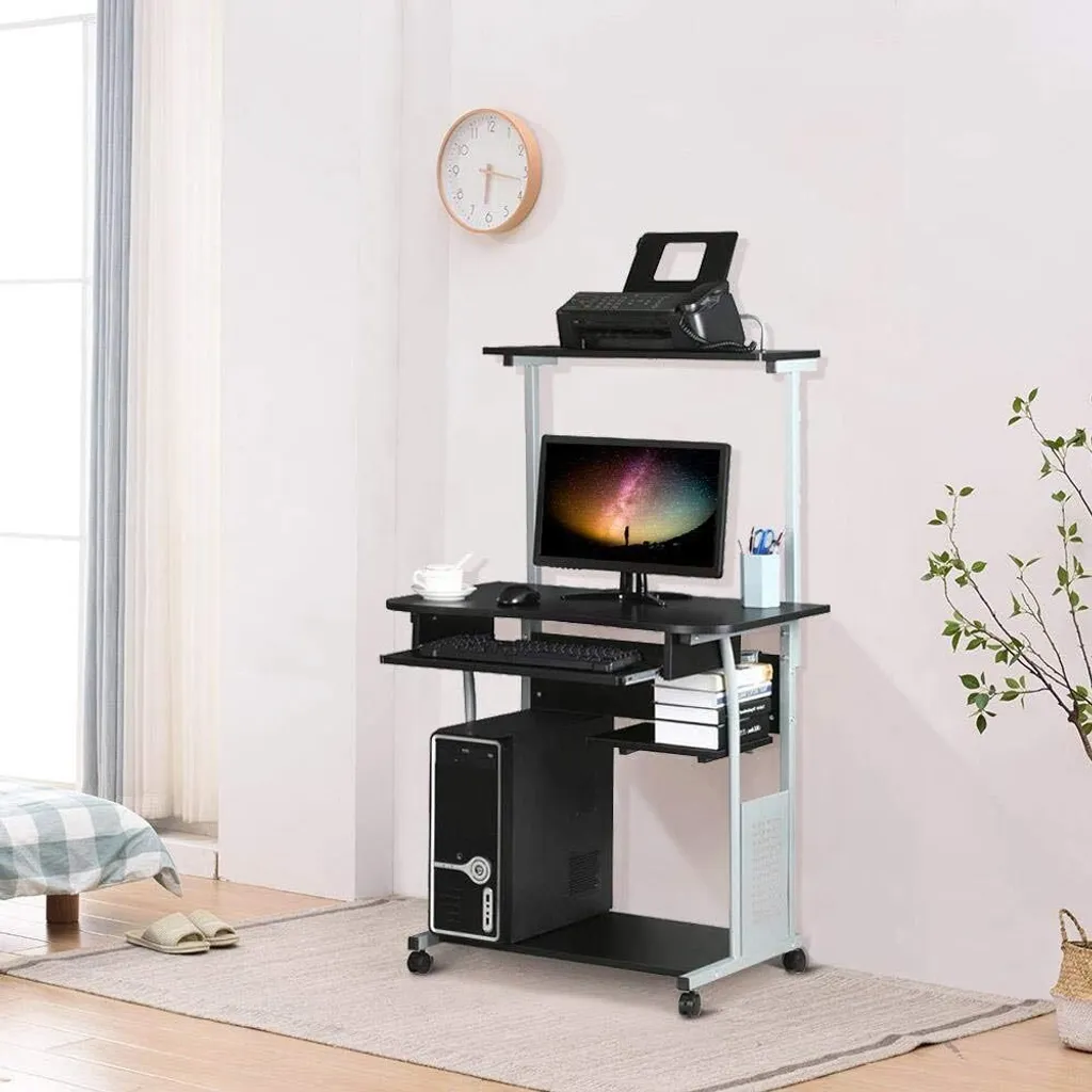 Yaheetech Bureau d'Ordinateur Compact 80cm en Bois et Métal Noir - 5