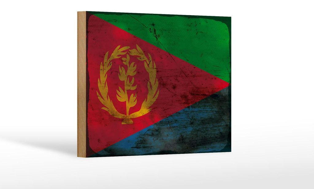 Holzschild Flagge Eritrea 18x12cm Flag of Eritrea Rost